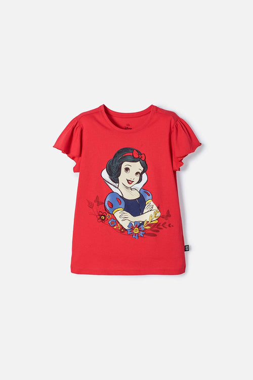CAMISETA DE BLANCANIEVES ROJA ESTAMPADA EN FRENTE PARA NIÑA
