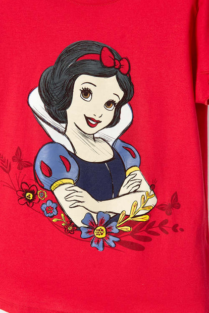 CAMISETA DE BLANCANIEVES ROJA ESTAMPADA EN FRENTE PARA NIÑA
