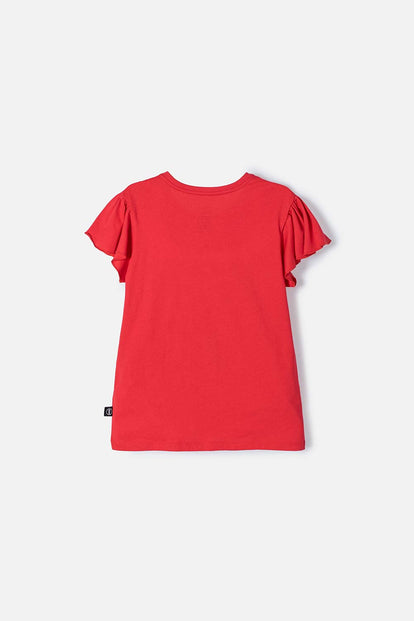 CAMISETA DE BLANCANIEVES ROJA ESTAMPADA EN FRENTE PARA NIÑA