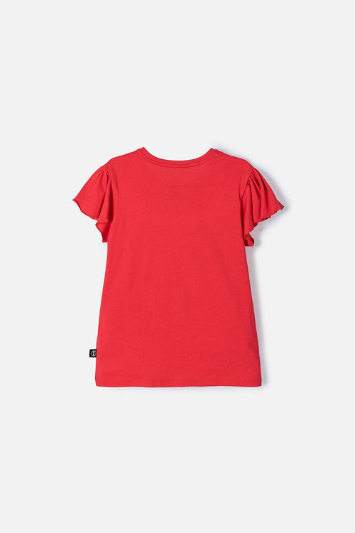 CAMISETA DE BLANCANIEVES ROJA ESTAMPADA EN FRENTE PARA NIÑA