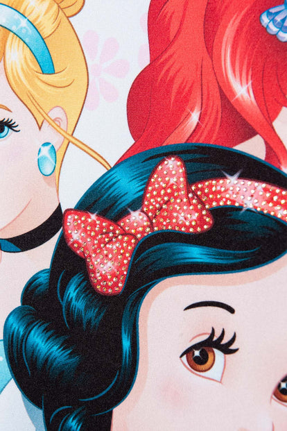 CAMISETA DE PRINCESAS DISNEY BLANCA MANGA CORTA PARA NIÑA