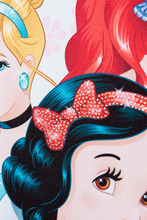 CAMISETA DE PRINCESAS DISNEY BLANCA MANGA CORTA PARA NIÑA