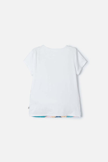 CAMISETA DE PRINCESAS DISNEY BLANCA MANGA CORTA PARA NIÑA