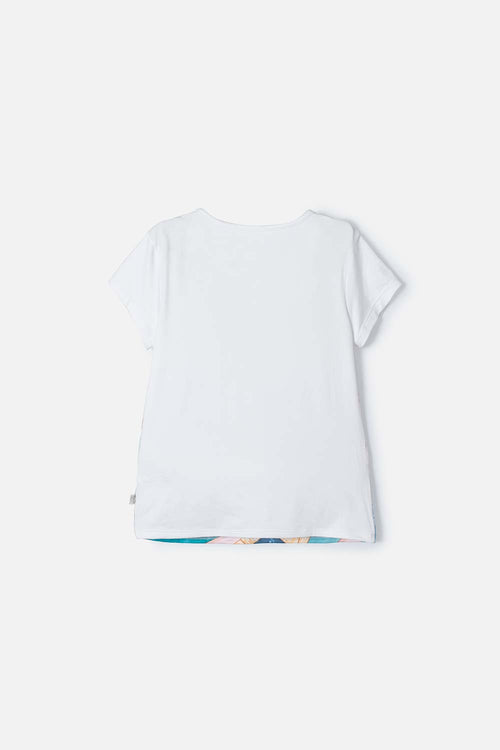 CAMISETA DE PRINCESAS DISNEY BLANCA MANGA CORTA PARA NIÑA