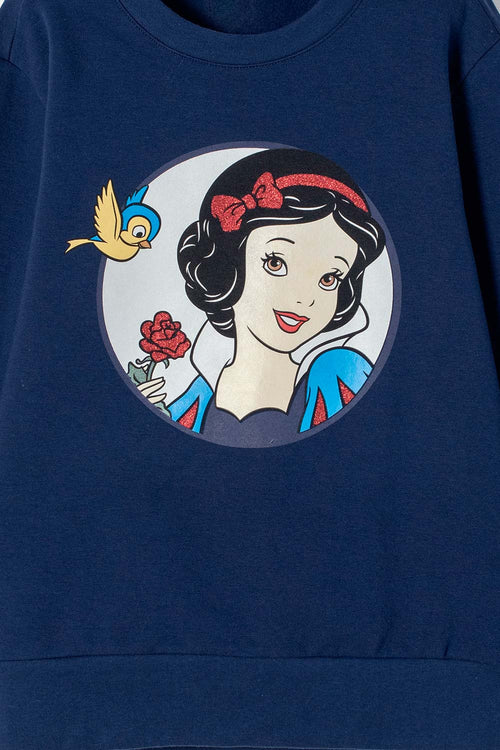 BUZO DE BLANCANIEVES AZUL ESTAMPADO EN FRENTE PARA NIÑA