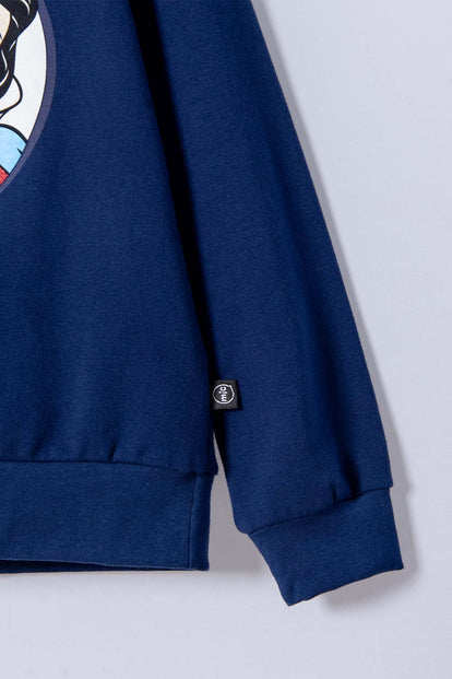 BUZO DE BLANCANIEVES AZUL ESTAMPADO EN FRENTE PARA NIÑA