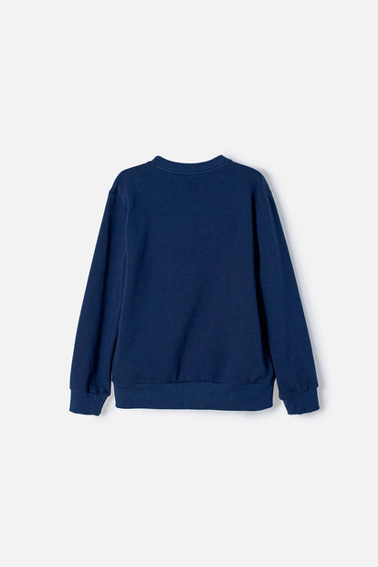 BUZO DE BLANCANIEVES AZUL ESTAMPADO EN FRENTE PARA NIÑA