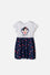 VESTIDO DE BLANCANIEVES BLANCO Y AZUL DE MANGA CORTA CON BOLERO PARA NIÑA