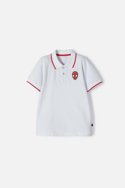 POLO DE SPIDER-MAN BLANCA CON BOTONES PARA NIÑO