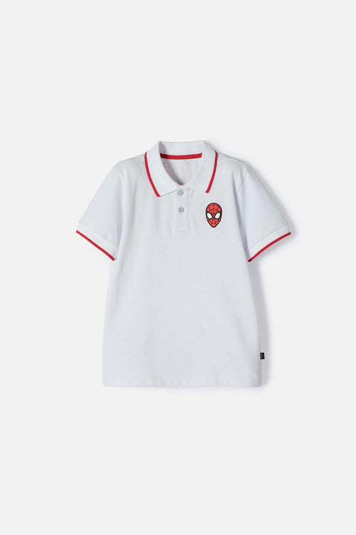 POLO DE SPIDER-MAN BLANCA CON BOTONES PARA NIÑO