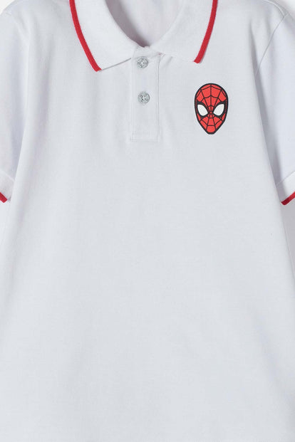 POLO DE SPIDER-MAN BLANCA CON BOTONES PARA NIÑO