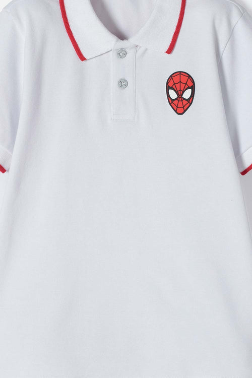 POLO DE SPIDER-MAN BLANCA CON BOTONES PARA NIÑO