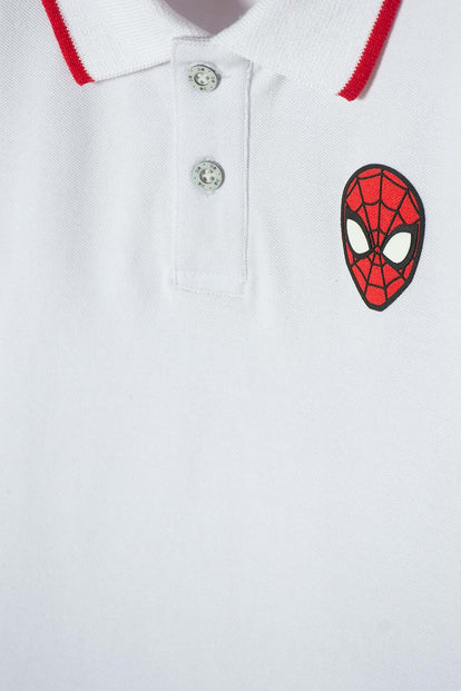 POLO DE SPIDER-MAN BLANCA CON BOTONES PARA NIÑO
