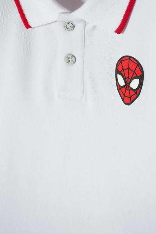 POLO DE SPIDER-MAN BLANCA CON BOTONES PARA NIÑO