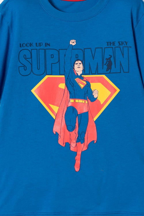 BOY'S PRINTED BLUE SUPERMAN T-SHIRT