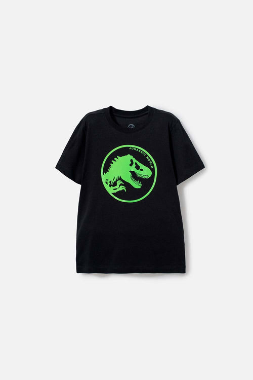 BOY'S BLACK JURASSIC WORLD SHORT SLEEVE PRINTED T-SHIRT