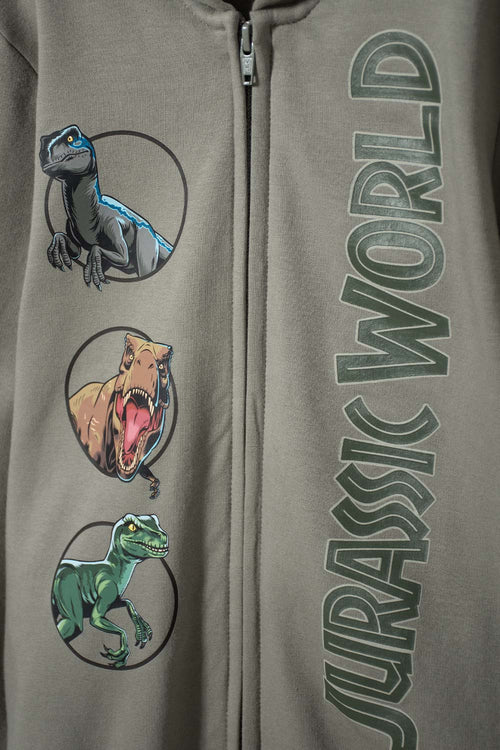 JURASSIC WORLD GREEN HOODED SWEATER FOR BOYS