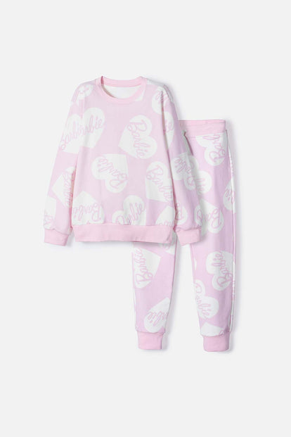 CONJUNTO DE BARBIE ROSADO CON JOGGER PARA NIÑA