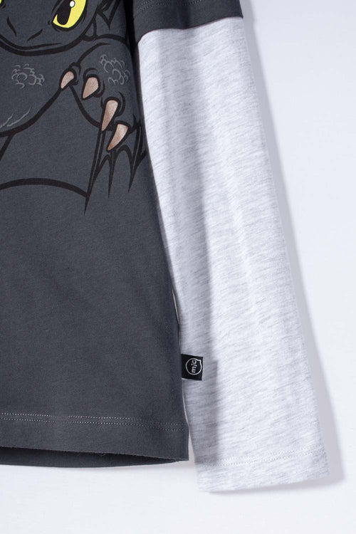 HOW TO TRAIN YOUR DRAGON GREY LONG SLEEVE T-SHIRT FOR KIDS