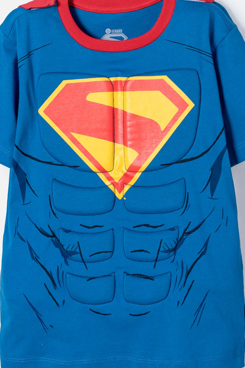 BOY'S BLUE AND RED SUPERMAN T-SHIRT WITH CAPE
