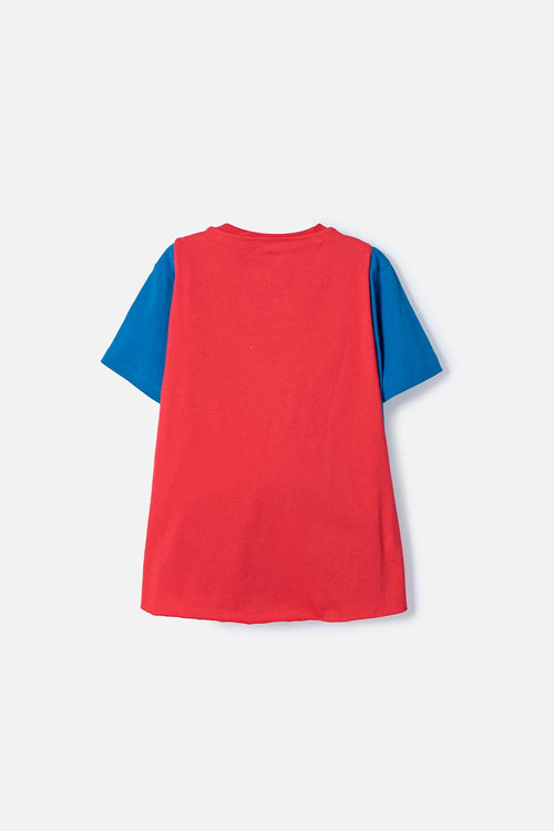 BOY'S BLUE AND RED SUPERMAN T-SHIRT WITH CAPE