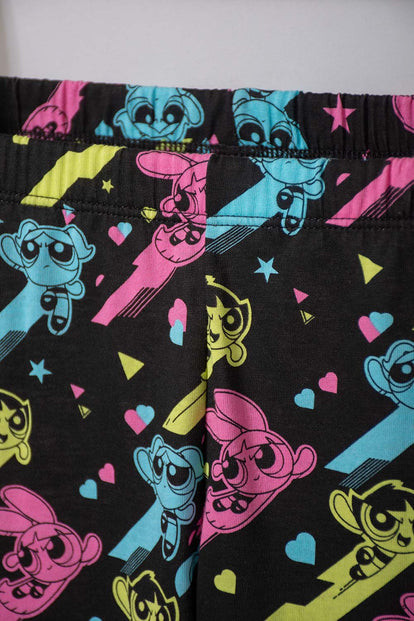 PIJAMA DE LAS CHICAS SUPERPODEROSAS BLANCA Y NEGRA DE PANTALÓN LARGO PARA NIÑA