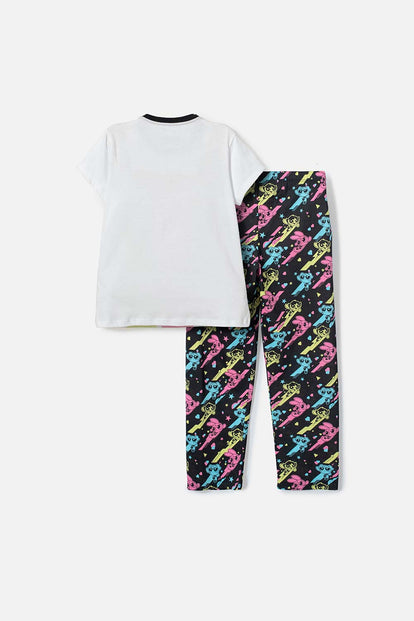 PIJAMA DE LAS CHICAS SUPERPODEROSAS BLANCA Y NEGRA DE PANTALÓN LARGO PARA NIÑA