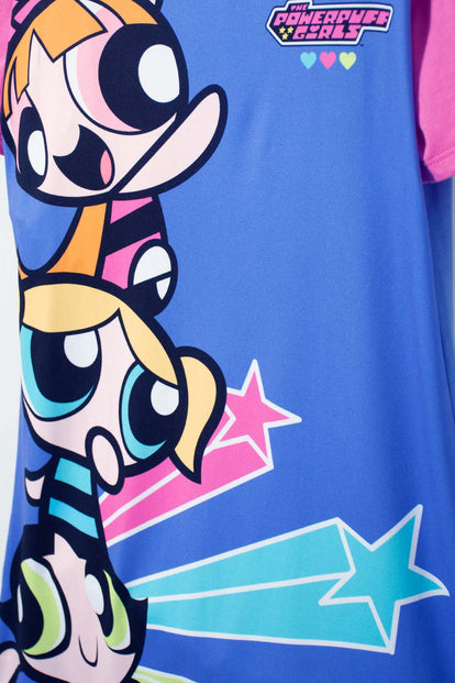 PIJAMA DE LAS CHICAS SUPERPODEROSAS AZUL TIPO BATOLA PARA NIÑA