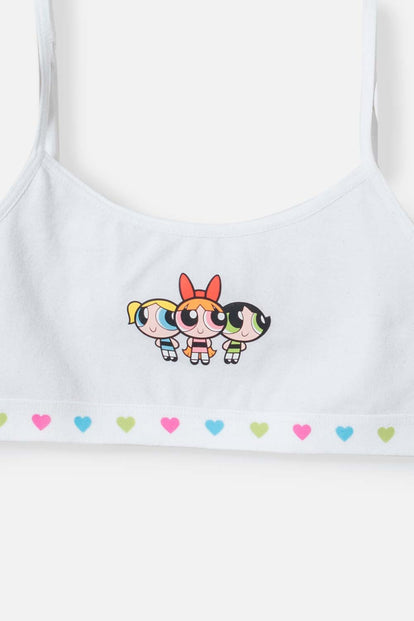 CONJUNTO DE TOP Y PANTY DE LAS CHICAS SUPERPODEROSAS BLANCO  PARA NIÑA