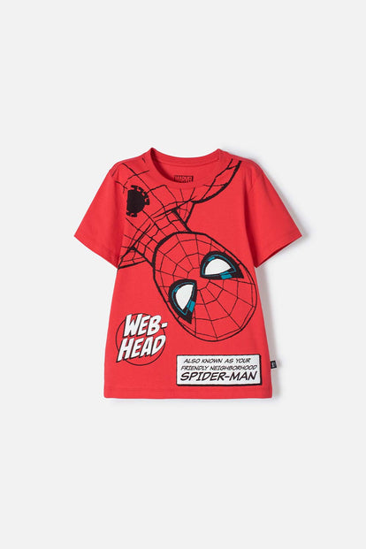 CAMISETA DE SPIDER-MAN MANGA CORTA ROJO PARA NIÑO