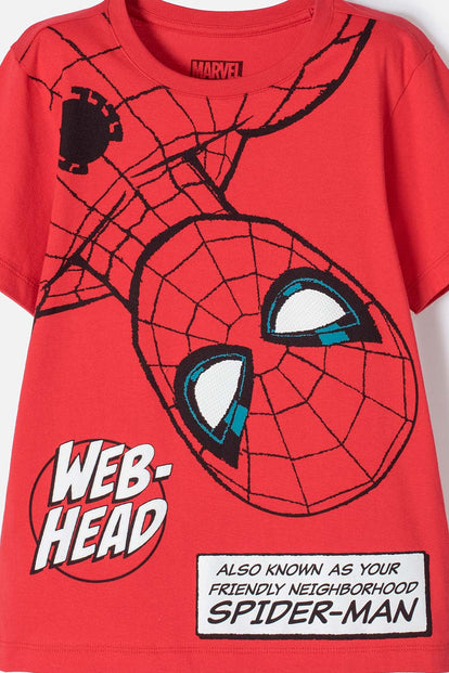 CAMISETA DE SPIDER-MAN MANGA CORTA ROJO PARA NIÑO