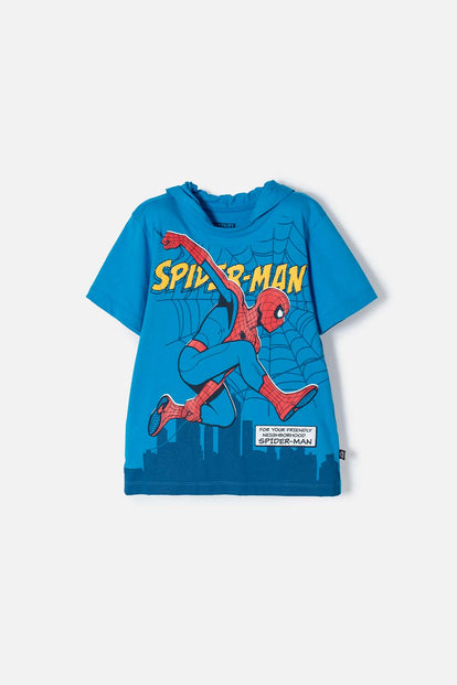 CAMISETA DE SPIDER-MAN CON CAPUCHA AZUL PARA NIÑO