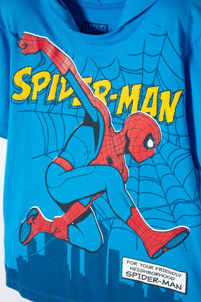 CAMISETA DE SPIDER-MAN CON CAPUCHA AZUL PARA NIÑO