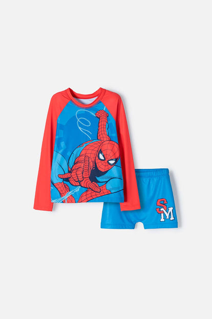 CONJUNTO DE BAÑO DE SPIDER-MAN AZUL Y ROJO PARA NIÑO