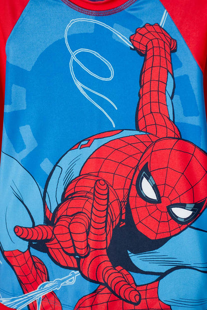 CONJUNTO DE BAÑO DE SPIDER-MAN AZUL Y ROJO PARA NIÑO