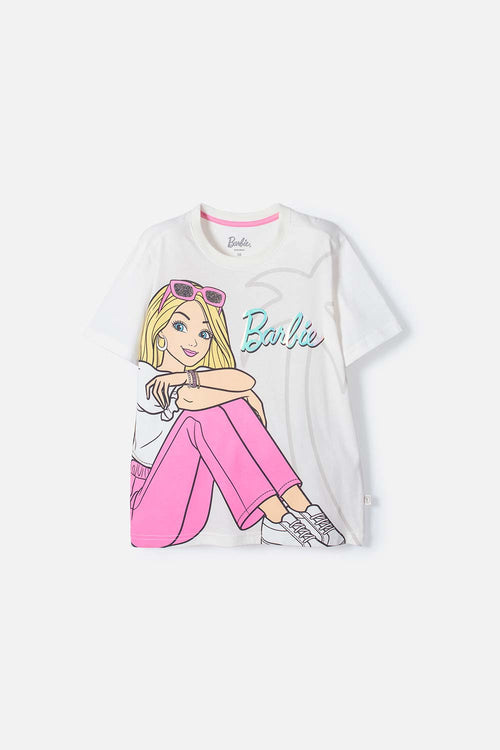 GIRLS' BARBIE PRINT IVORY T-SHIRT