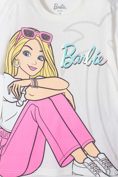 GIRLS' BARBIE PRINT IVORY T-SHIRT