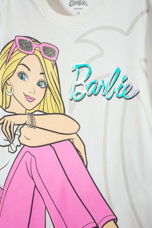 GIRLS' BARBIE PRINT IVORY T-SHIRT