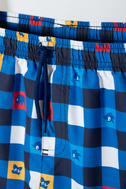 SONIC BLUE DRAWSTRING SWIM TRUNKS FOR BOYS