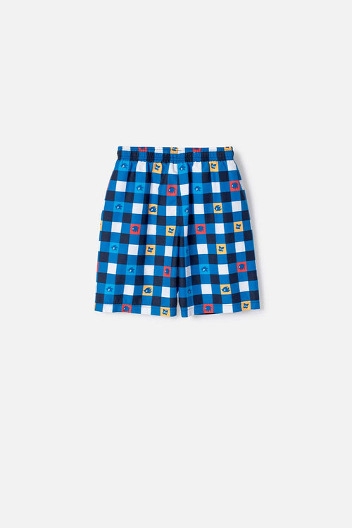 SONIC BLUE DRAWSTRING SWIM TRUNKS FOR BOYS
