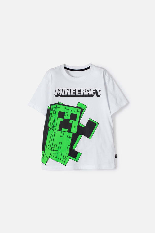 BOY'S MINECRAFT WHITE SHORT SLEEVE T-SHIRT