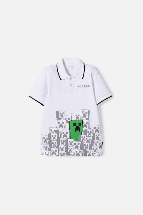 GIRL'S WHITE MINECRAFT POLO SHIRT