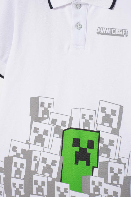 GIRL'S WHITE MINECRAFT POLO SHIRT