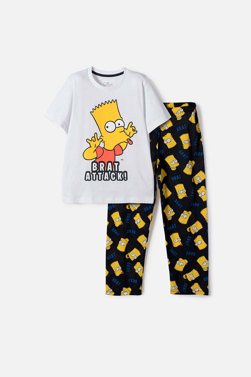 THE SIMPSONS WHITE, BLUE AND YELLOW LONG PAJAMA SET FOR BOYS