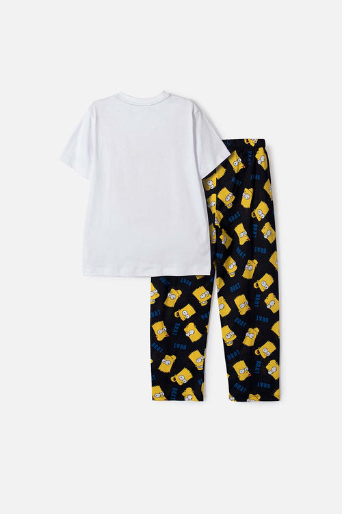 THE SIMPSONS WHITE, BLUE AND YELLOW LONG PAJAMA SET FOR BOYS