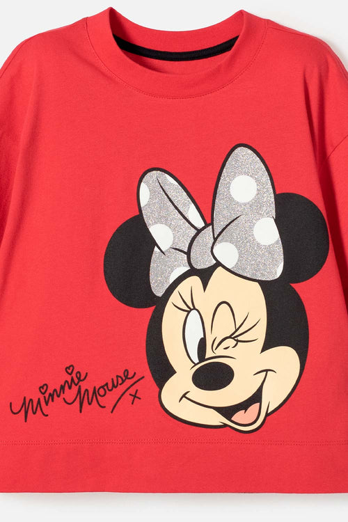 GIRL'S RED MINNIE MOUSE SHORT-SLEEVED T-SHIRT