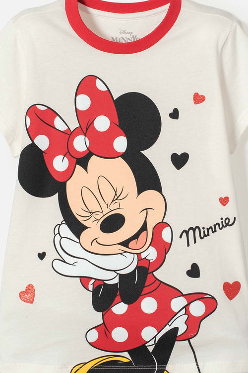 GIRLS' MINNIE MOUSE IVORY LONG-SLEEVED PAJAMAS