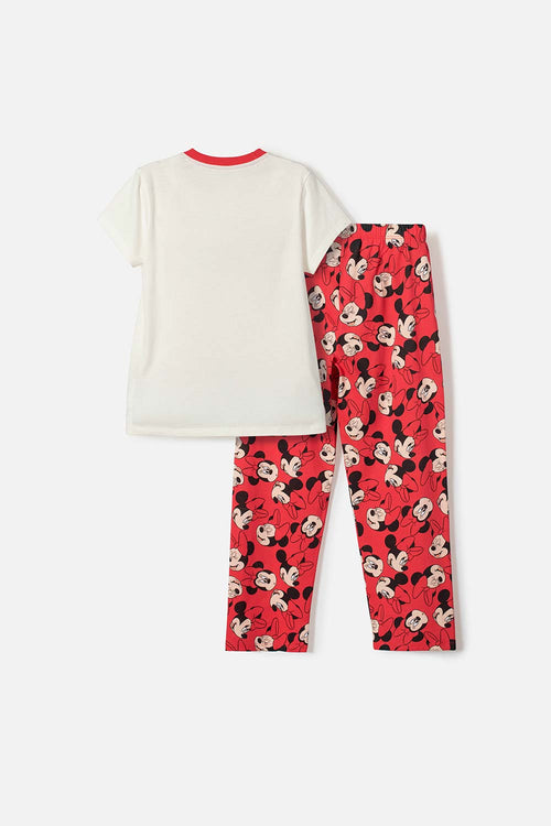 GIRLS' MINNIE MOUSE IVORY LONG-SLEEVED PAJAMAS