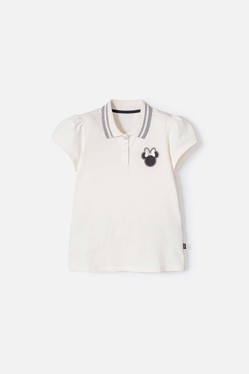 GIRL'S MINNIE MOUSE IVORY POLO SHIRT