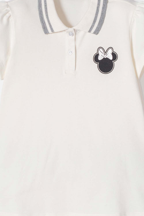 GIRL'S MINNIE MOUSE IVORY POLO SHIRT